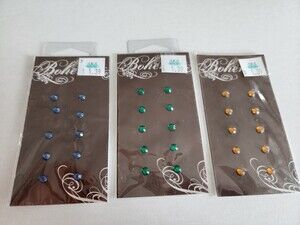 Bohemia New LOT Gem Stickers Green Blue Scrapbook Embellishments Card Retired 25